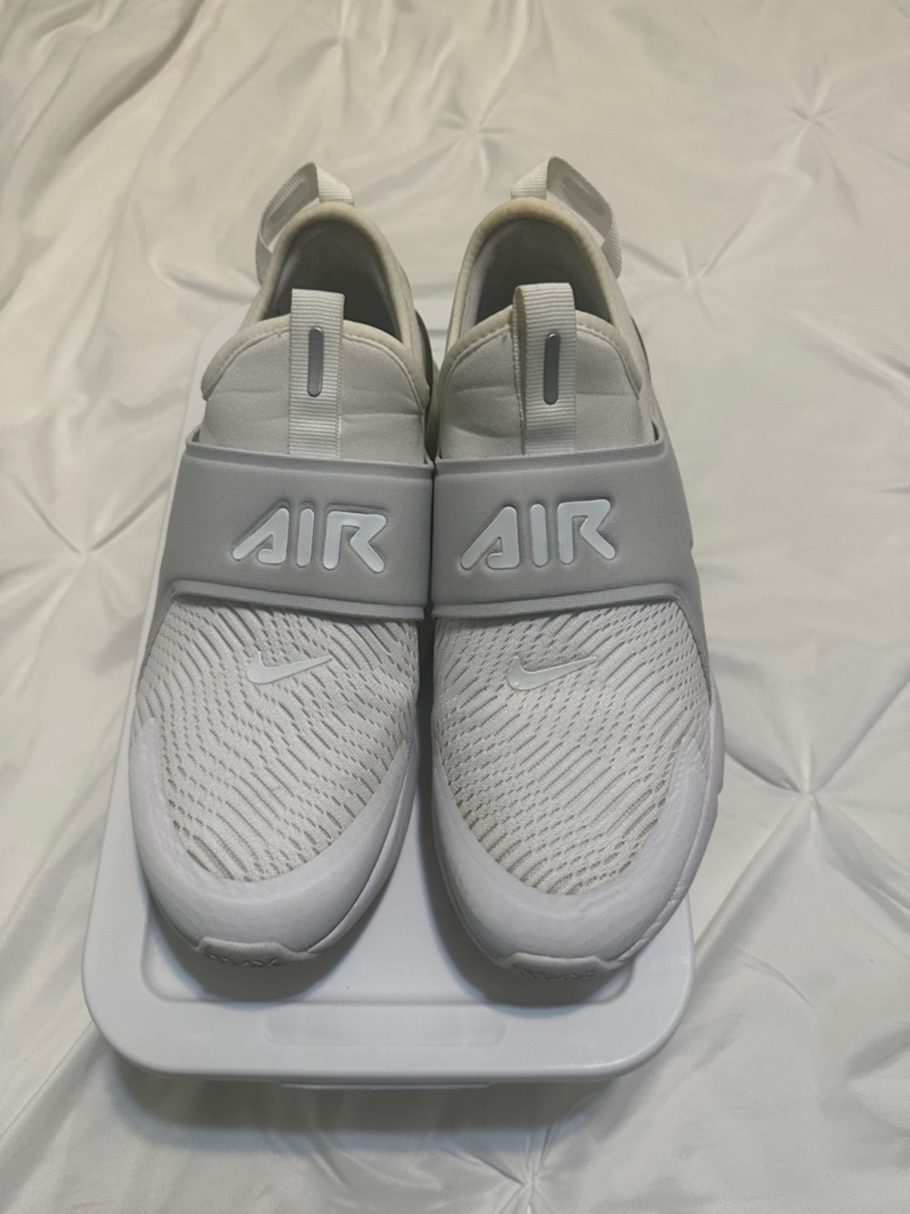 Nike White and Light Gray AIR Slip-On Trainers